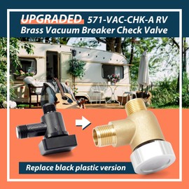 Upgraded Brass RV Vacuum Breaker Check Valve, 571-VAC-CHK-A Camper Trailer Flusher Check Valve fit for b&b Model 571 Check valve Replace Leaking Vacuum Breaker on Black Tank System 1/2 DN Male