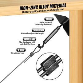 Anti-Sag Door Kits for Wooden Fence, Door Support Cable Kit in Zinc, Black Anti-Sagging Fence Door Kit Steel Door Hardware for Wooden Fence Correcting or Preventing, 2Pack