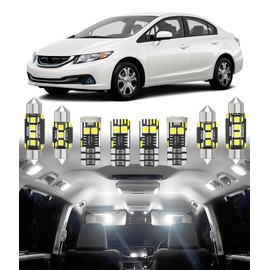 BMT xms Car Interior LED Light Replacement for Honda Civic 5D Sedan/Coupe/Hatch 2013-2015,6000K Super Bright Interior Light Bulbs Package, 6pcs