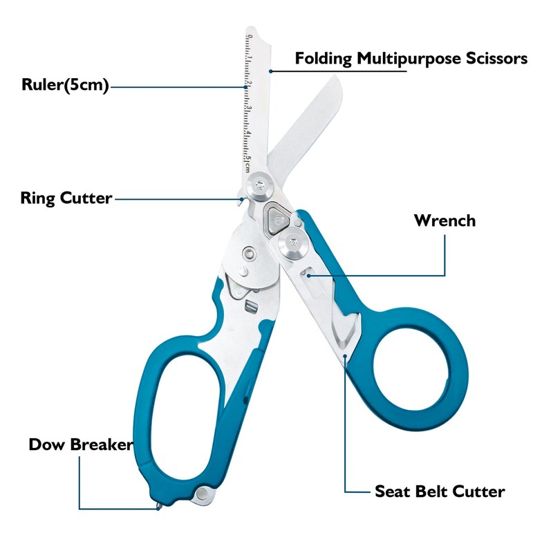 Elegital Emergency Response Shears, Stainless Steel Foldable Scissors Pliers, Outdoor