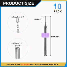 PATIKIL 0.3mm Micro Drill Bits 1/8" Shank Tungsten Carbide Steel 135° Mini Small Bits Drill Tool for PCB CNC Engraving Precision Machine - 10 Pack