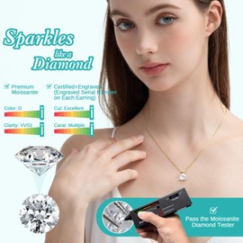 Gemalux Moissanite Solitaire Necklace for Women, 3 Carat Lab Created Diamond Pendant, S925 Sterling Silver with Yellow Gold Plating, 18+2" Adjustable Chain, Gift Jewelry for Women Wife, Girlfriend, Mom, or Yourself on Anniversary, Wedding, Birthday, D Co