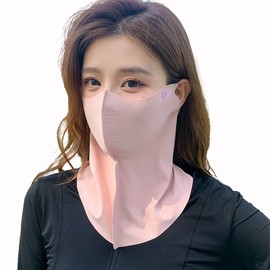 [Showhandwinner] Women Windproof Sun Protection Cloth Mask Long Shape, Protect Your Neck and Face [Breathable] [Elastic Earring String] Can be washed with water and dry and repeated use, the fabric is