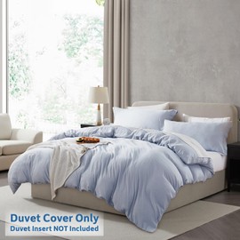 Nestl Ice Blue California King Duvet Cover Sets - Soft Prewashed Cal King Duvet Cover, 3 Piece, with Zipper Closure, 1 Duvet Cover 104x98 inches and 2 Pillow Shams - No Comforter
