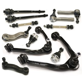 12PC Front Suspension Kit Front Upper Control Arm & Lower Ball Joint & Stabilizer Sway Bar Link Steering Inner & Outer Tie Rod End Pitman Arm Idler Arm Compatible with 1999-2005 2006 GMC Sierra 1500