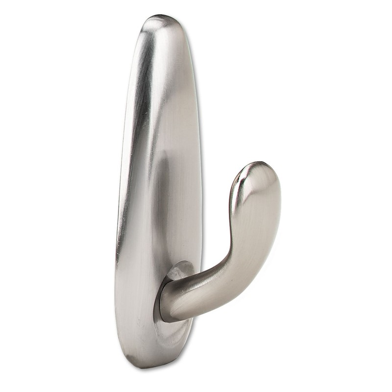 Command FC12BNES Adhesive Mount Metal Hook, Medium, Brushed Nickel Finish,