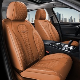 Coverado Seat Covers,Waterproof Seat Covers Front Seats, Brown Car Seat Cover, Luxury Front Car Seat Covers Leather Car Seat Protector, Automotive Car Seat Covers Universal Fit Most Cars