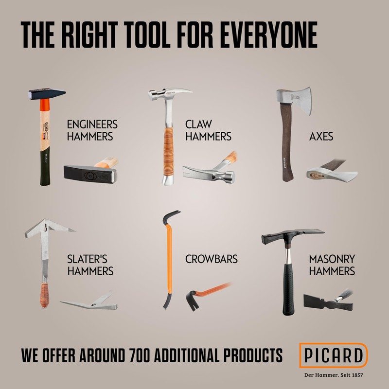 Picard Full-Steel Roofing Hammer, Carpenters Hammer, Checked Face, Magnetic Nail