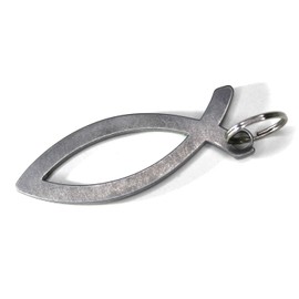 DUB SPENCER Christ Ichthys Fish Stainless Steel Keyring | Jesus God Faith Pendant for Confirmation Christening Communion, stainlesssteel