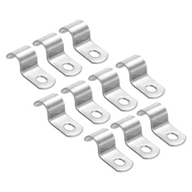 PATIKIL 1.9"/10mm Rigid Pipe Strap Clamp Set of 10 304 Stainless Steel 2 Hole U-Shaped Tube Clip for Fixing Pipe