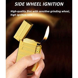 Soft Flame Cigar Lighter With Adjustable Flame Dial, Vertical Ignition Roller, Metal Drawing