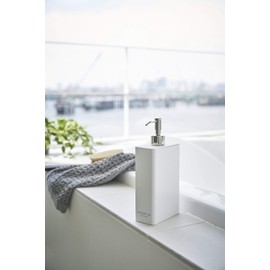 Yamazaki 4252 Two-Way Dispenser, Square, Slim, Shampoo, White, Approx. W 2.2 x D 4.3 x H 9.3 inches (5.5 x 11 x 23.5 cm), Tower Pump, Dispenser Bottle