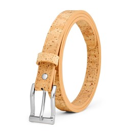 Corkor Women's Light Brown Vegan Belt – 20mm Cork Strap with Silver Nickel-Free Buckle, Adjustable & Lightweight