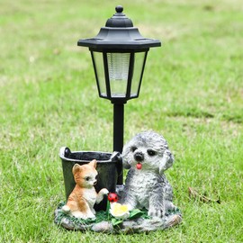 JIALINXIA Solar Garden Country Farm Cat and Dog with Light, Outside-Outdoor Decorations Cat and Dog for Patio Yard Lawn Walkway Ornaments Clearance Housewarming Gifts for Mom Grandma Birthday