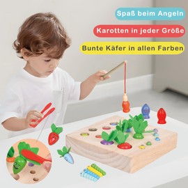 Dr. MUYA® Montessori Toy 2 3 4 5 Years, Fishing Game from 2 Years, Games from 2 Years, Children's Toy Magnetic Game Motor Skills Toy Wooden Toy Educational Games, Gift 2-5 Years Children Boys Girls
