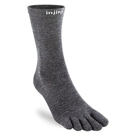 Injinji Liner Crew Merino Wool Socks (Slate, Large)