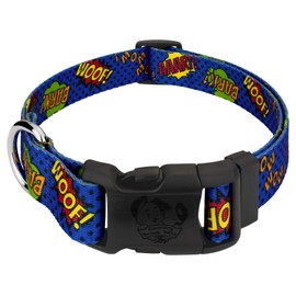 Country Brook Petz - Deluxe Blue Super Dog Collar - Made in The U.S.A - Geek Chic Collection Featuring Designs for Any Mega Fan (1 Inch, Large)
