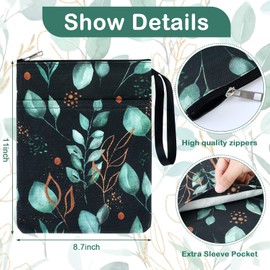 Shappy 2 Pieces Book Sleeve Canvas Tree Leaves Book Protector Paperback Book Cover Washable Book Pouch with Pockets Zipper Book Cover with Pockets for Teen Adult Book Lover Gifts (Fresh Pattern)