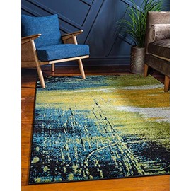 Unique Loom Lyon Collection Modern Abstract Area Rug, 5' x 8', Light Green/Blue
