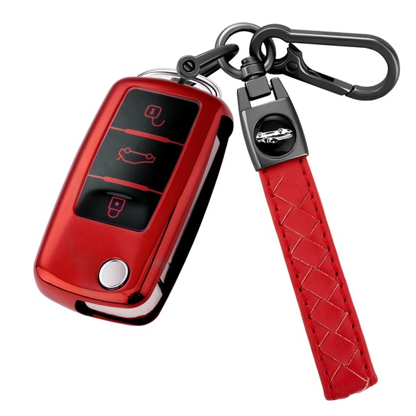 Key Fob Cover with Keychain for VW Atlas Golf GTI