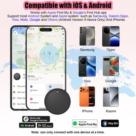 Tracker Smart Tags Android & iOS-2 Packs,Dual System Bluetooth Air Luggag Tracker Keys Finder/Item Locator Work with Apple Find My (iOS)&Google's Find Hub(Android) for Key,Backpack,Luggage Black