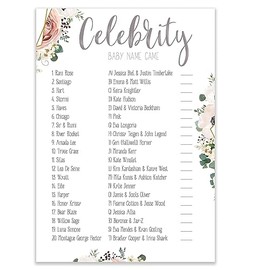 Baby Shower Games Celebrity Name Game Boho Floral Design (BSCNB)
