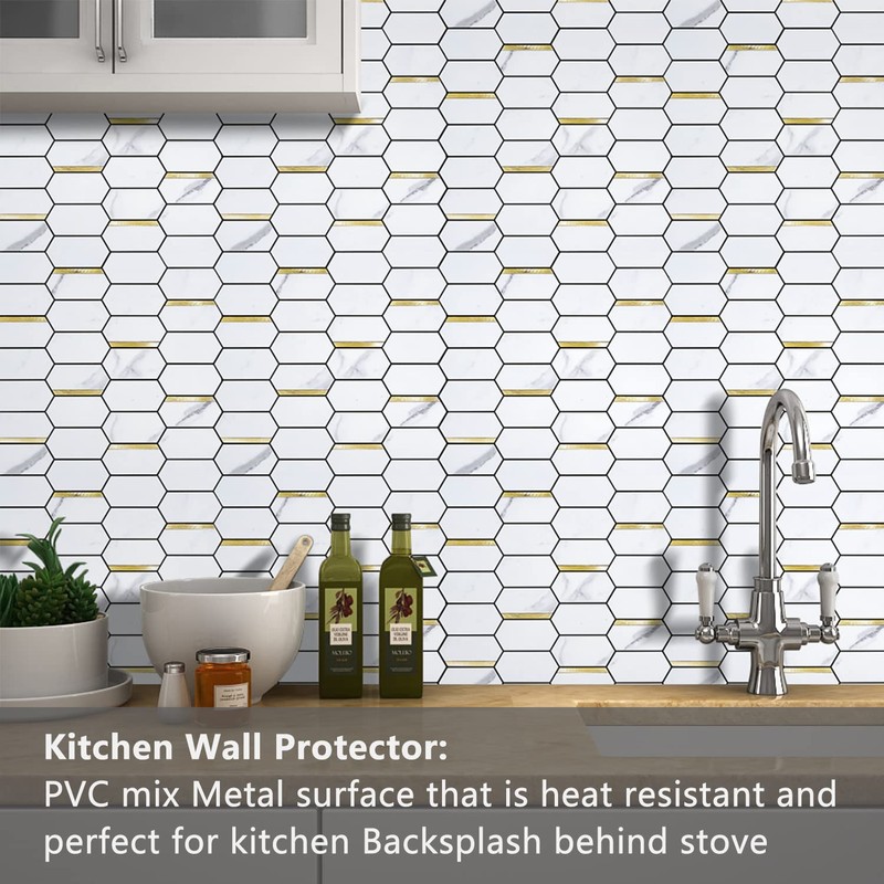 Vamos Tile Long Hexagon Peel and Stick Backsplash Tile -