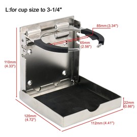 Amarine Made 2-Pack of Stainless Steel Folding Drink Holders Collapsible Adjustable Cup Holder Marine Boat Caravan Car RV Trailer-Universal for Bottle,Mugs or Can, (2.56"-3.34" Holding Range)