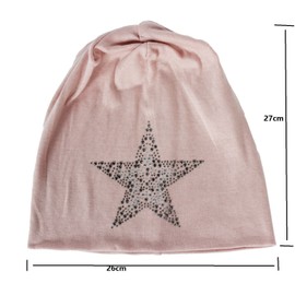 GLAMXX24 Classic Slouch Unisex Long Beanie Hat With Rhinestone Star HT201606 - brown, size: Einheitsgröße