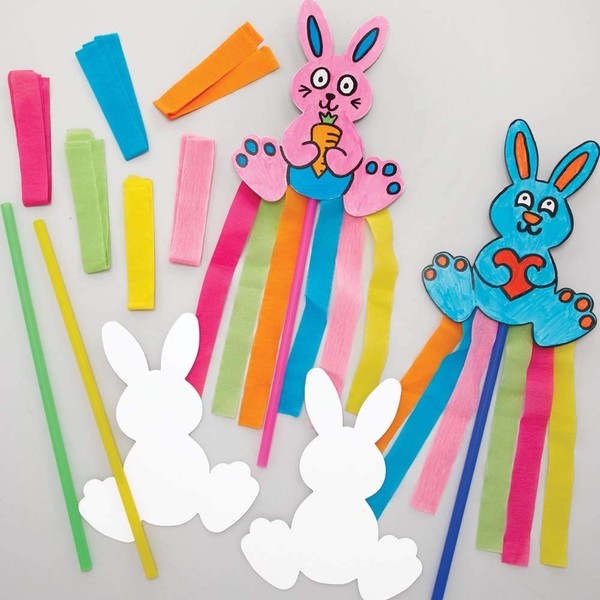 Baker Ross Easter Bunny Sticks AX752-8pcs Easter Crafts for Kids