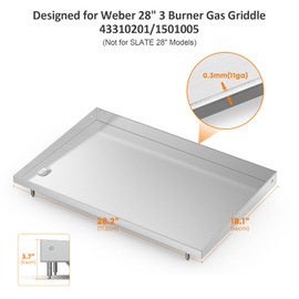Stanbroil Flat Top Griddle for Weber 28" 3 Burner Gas Griddle 43310201/1501005, Stainless Steel