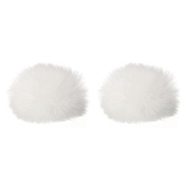 PATIKIL Furry Microphone Windscreen 7mm x 60mm Mic Cover Windshield for Indoor Outdoor Microphone White 2 Pack
