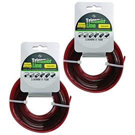 SPARES2GO Square 3.0mm Diameter 2 x 15m Strimmer Trimmer Brush Cutter Pro Cord Line
