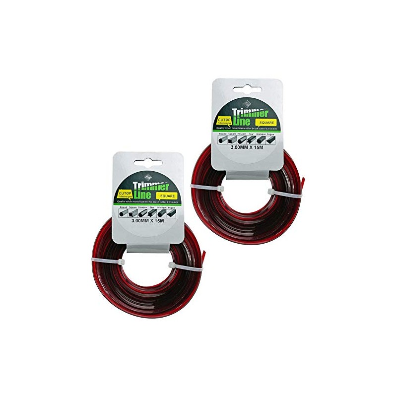 SPARES2GO Square 3.0mm Diameter 2 x 15m Strimmer Trimmer Brush