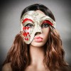 ILOVEMASKS Phantom Red Diamond Plaid with Silver Lining Venetian Masquerade