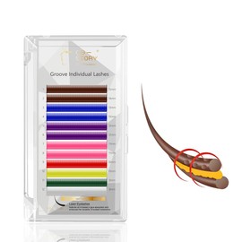 Costory Coloured Individual Eyelashes, Laser Worked 8 Colours, Eyelash Extension, Longer, Durable and Lightweight, Coloured Eyelash Extensions, Artificial Eyelashes, Single (Thickness 0.07 mm, Curls,