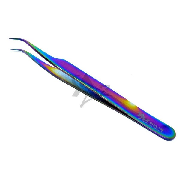 Stainless Steel Jeweler Style Tweezers #7 Multi Titanium Rainbow Color Fine Point (A2Z)