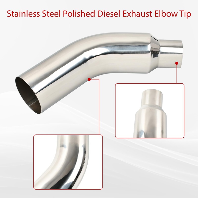 4 Inch Stainless Steel Polished Diesel Exhaust Elbow Tip,4'' Inlet