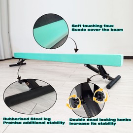 FC FUNCHEER 8FT Folding Balance Beam -Gymnastics Beam -Wood core Floor Beam - Anti-Slip Bottom -Faux Suede Cover -Stainless Hinge and Carrying Bag for Kids Training at Home …