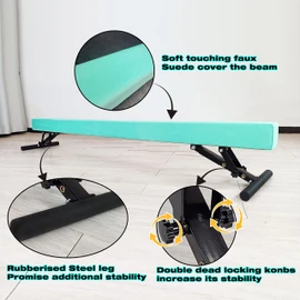 FC FUNCHEER 8FT Folding Balance Beam -Gymnastics Beam -Wood core Floor Beam - Anti-Slip Bottom -Faux Suede Cover -Stainless Hinge and Carrying Bag for Kids Training at Home …
