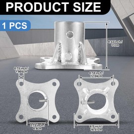 Zonon 2 1/2" Posts Chain Link Fence Post Parts (2 3/8" Od) Floor Flange, Pipe Flange Metal Galvanized Steel Round Posts, Fence Post Base Outdoor(1 Pcs)