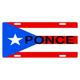 Fast Service Designs Puerto Rico Flag Ponce License Plate PR Boricua Isla Del Encanto Emblem