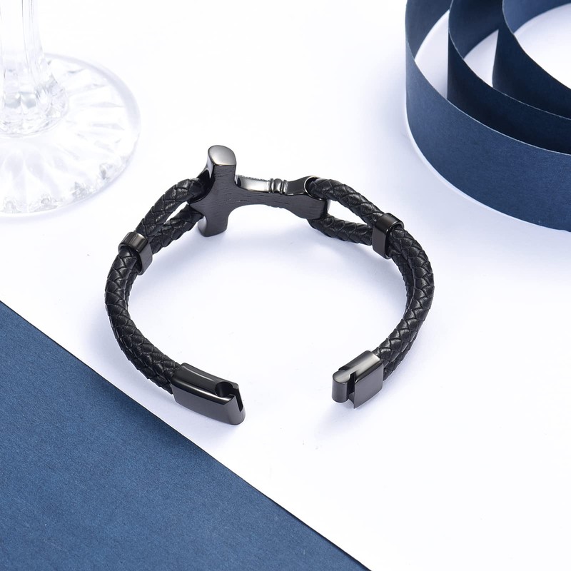 Viking Thor's Hammer Urn Bracelet for Ashes for Men Braided