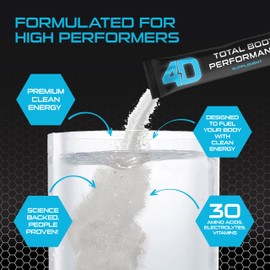 4D Total Body Supplements - Drink Mixes - Electrolytes, Aminos, Vitamins & Energy Powder Packets - Zero Calories & Sugars - Gluten Free, Non-GMO, Keto & Vegan Friendly