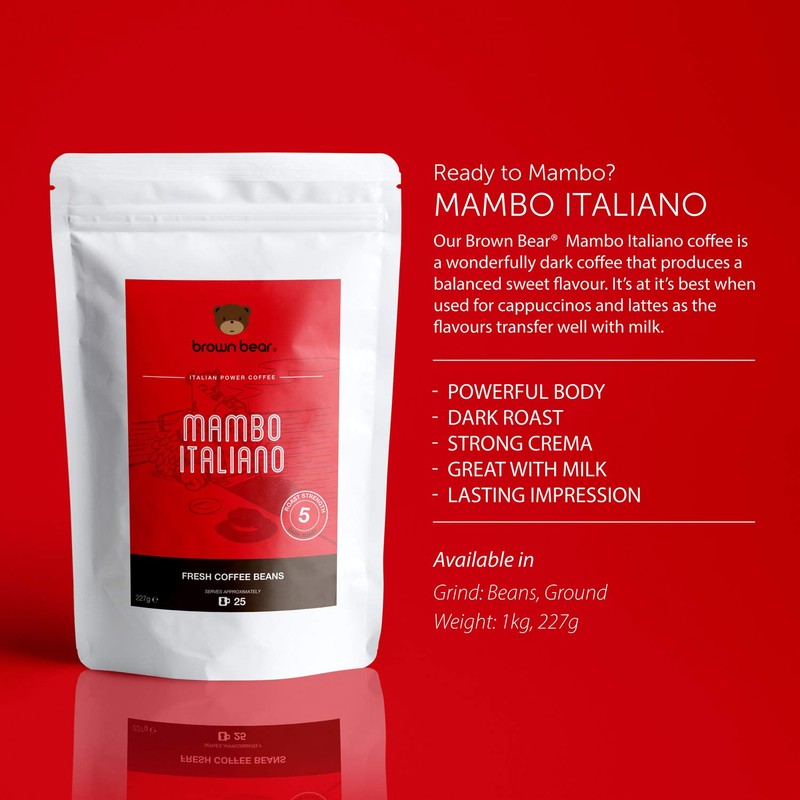 Strong Espresso Dark Roast Coffee Beans 227g - Strength 5