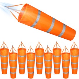 10 Pcs 40 Inch Windsocks- Rip-Stop Wind Direction Outdoor Hanging Heavy Duty Measurement Wind Sock Orange Windsocks with Reflective Belt for Outdoors Airport Farm Park