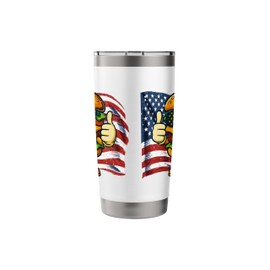 Funny Hamburger Lovers USA Flag Sunglasses Patriotic Vintage Stainless Steel Insulated Tumbler