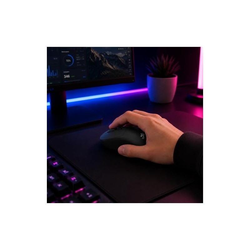 Mouse Inalambrico Negro Recagable 1600 dpi Stylos Tech