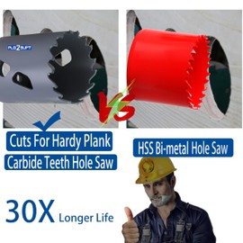 PLG2SUPT 4” 102mm Inch Carbide Hole Saw Cutter Multi-Purpose Hole Saw Bit for Hardy Plank MDF Air Brick Nail Embedded Wood 2.36” Depth Up to 30X More Cuts