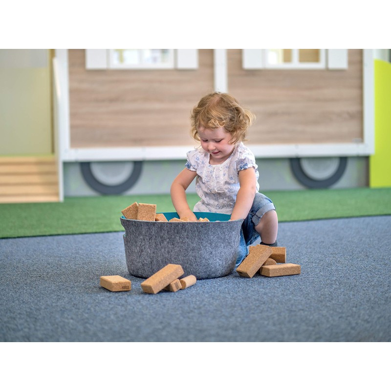 Betzold - Storage basket felt basket turquoise, diameter 38 cm,